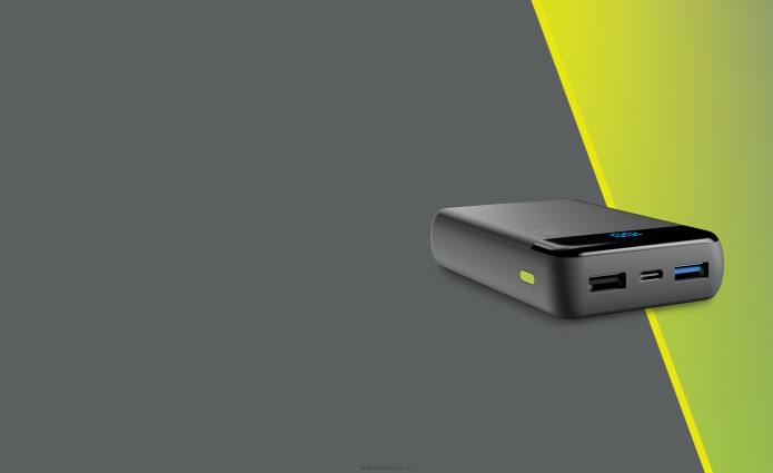 Skullcandy Fat Fast and Flexible Fat Stash 2 10000 mAh Portable Battery Pack T28B38 Chill Grey/Yellow